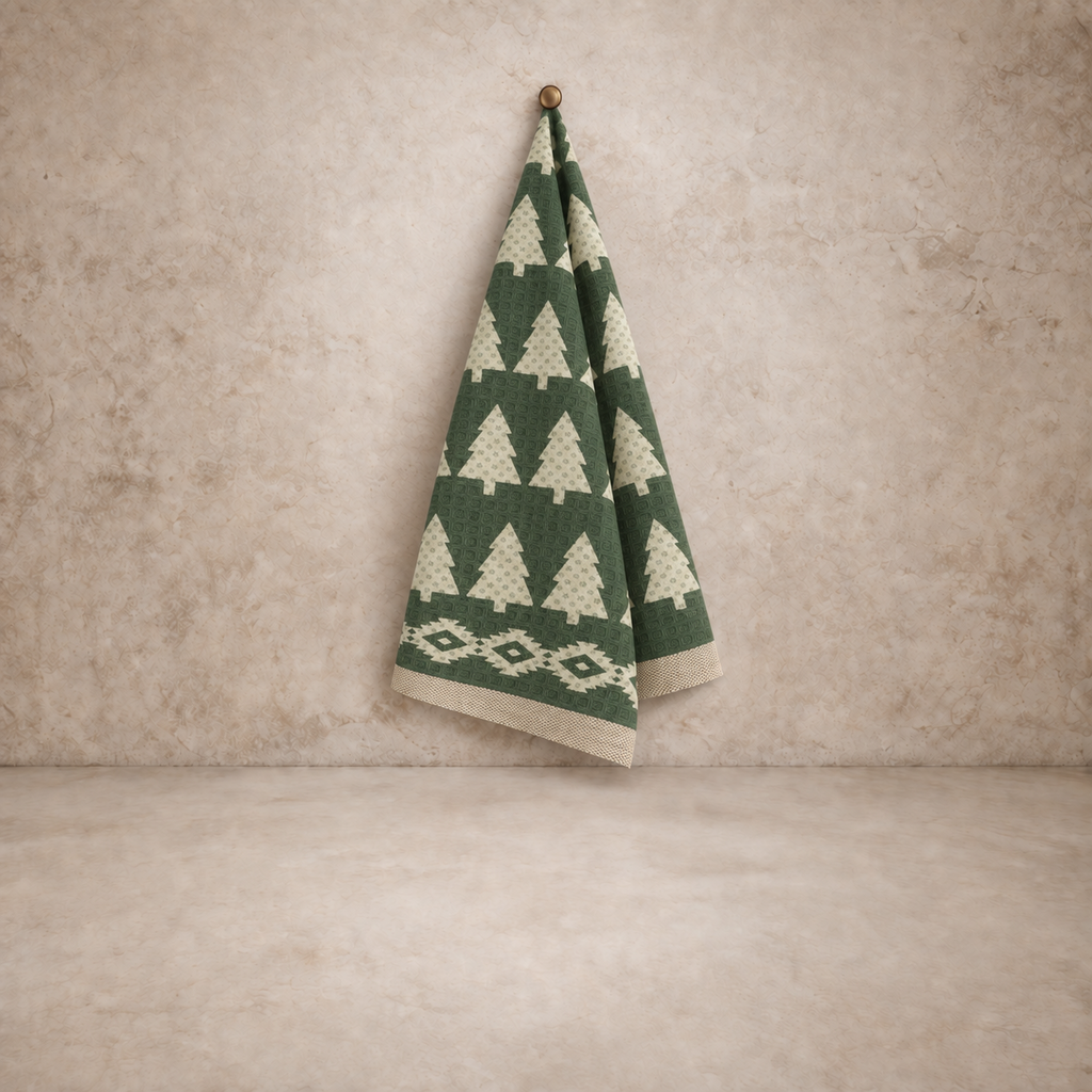 Tree Print Waffle Dishtowel