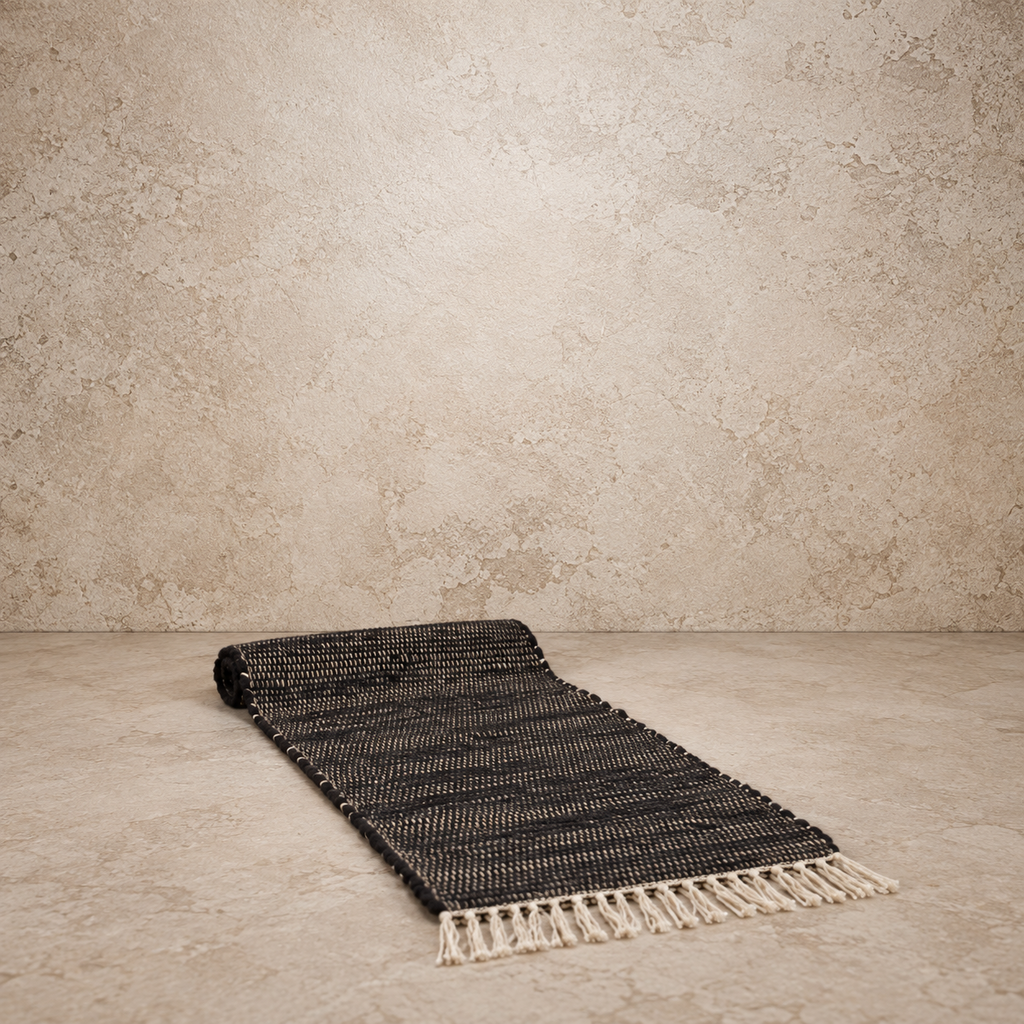 Black Chindi Runner w/ Tasseled Edges