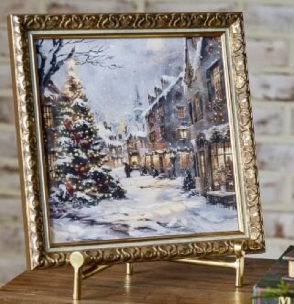 10 x 10 Christmas Town Gold Framed Art