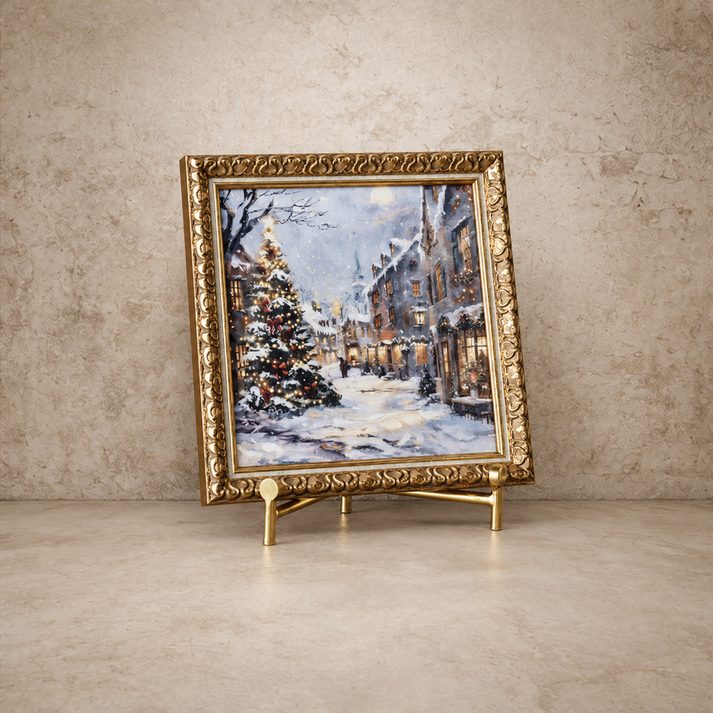 10 x 10 Christmas Town Gold Framed Art