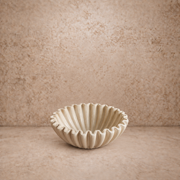 Beige Cement Ruffle Bowl