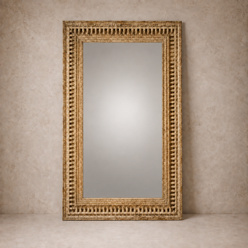 White Carved Wooden Mirror