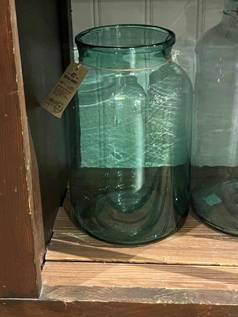 Authentic European Handmade Green Glass Jar