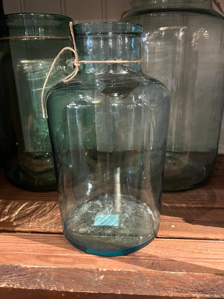 Authentic European Handmade Green Glass Jar