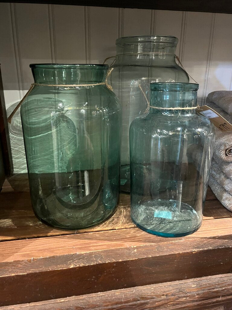 Authentic European Handmade Green Glass Jar