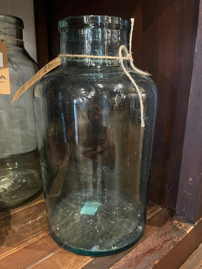 Authentic European Handmade Green Glass Jar