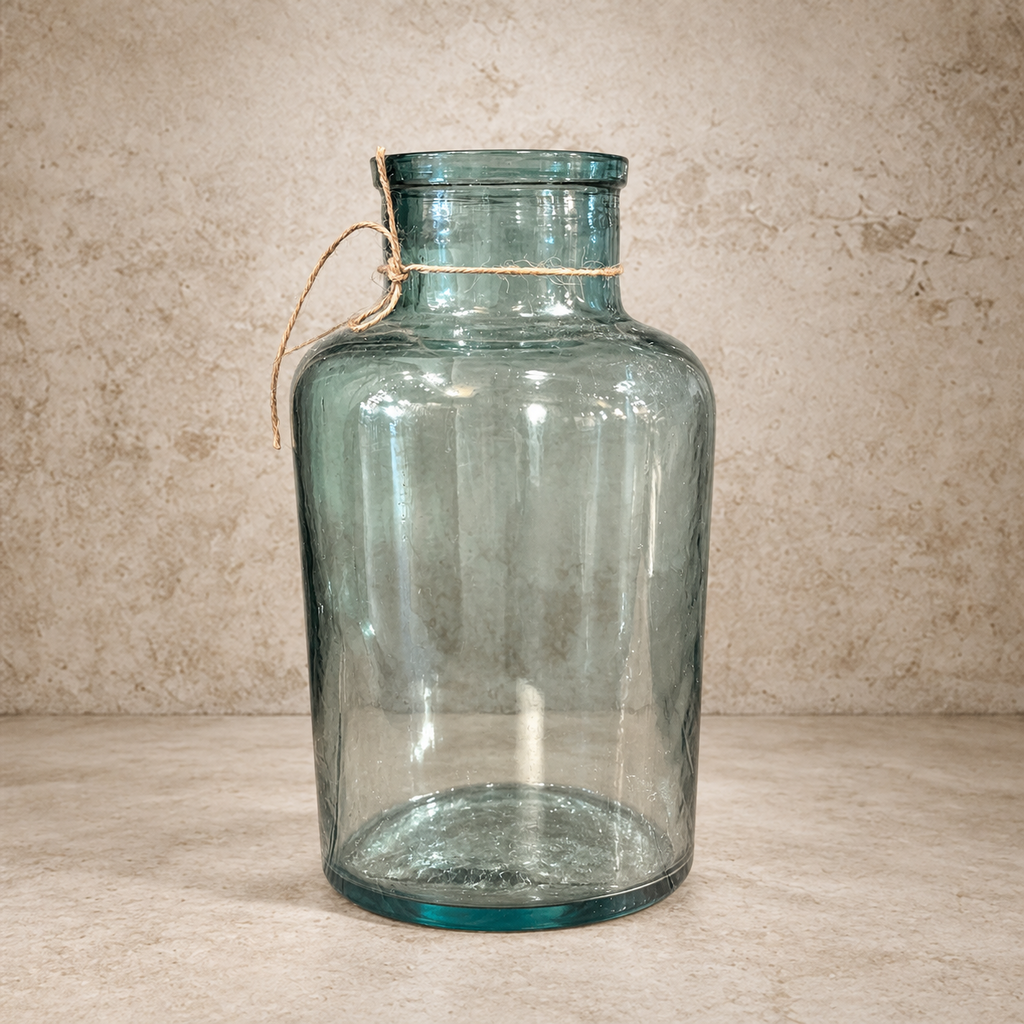 Authentic European Handmade Green Glass Jar