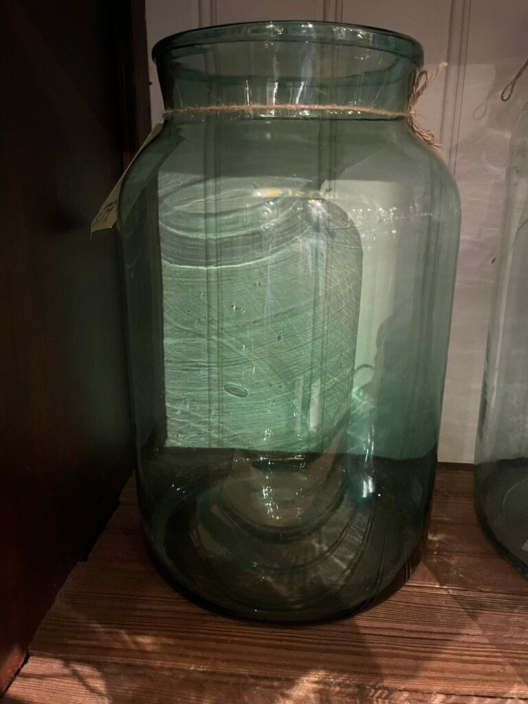 Authentic European Handmade Green Glass Jar