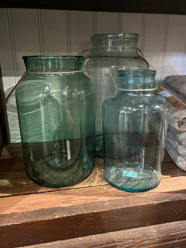Authentic European Handmade Green Glass Jar