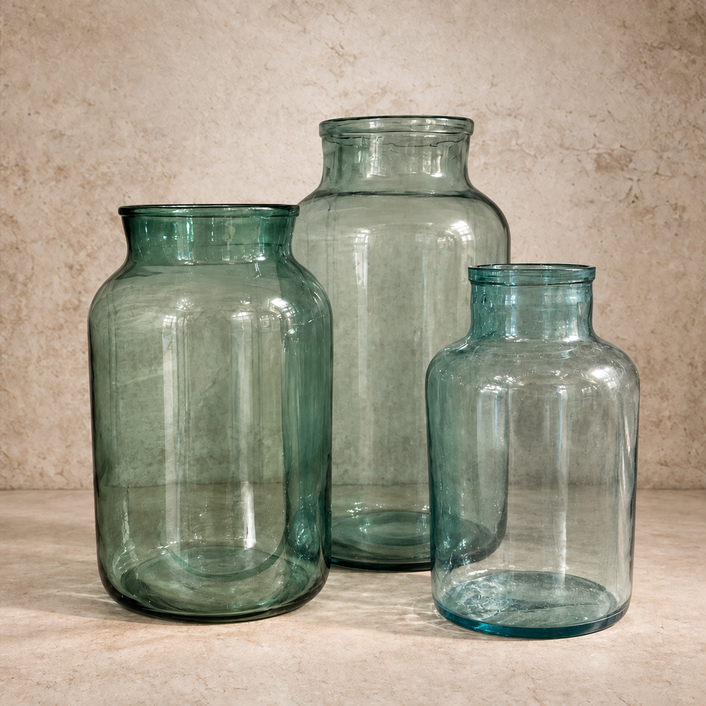 Authentic European Handmade Green Glass Jar