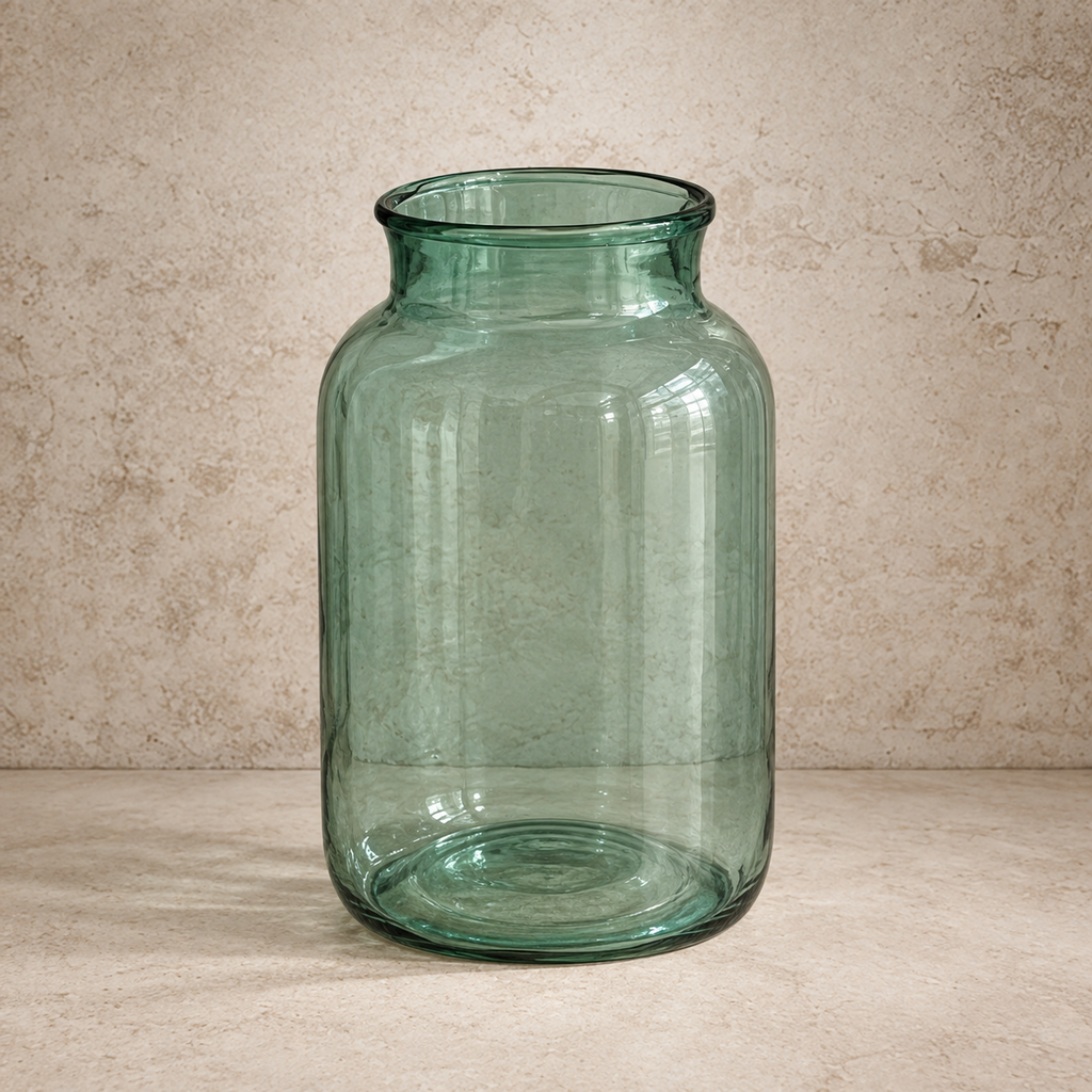 Authentic European Handmade Green Glass Jar