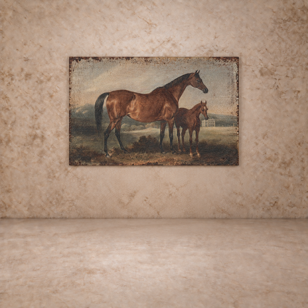 Beautiful Horse w/ Foal Print- (22x14)
