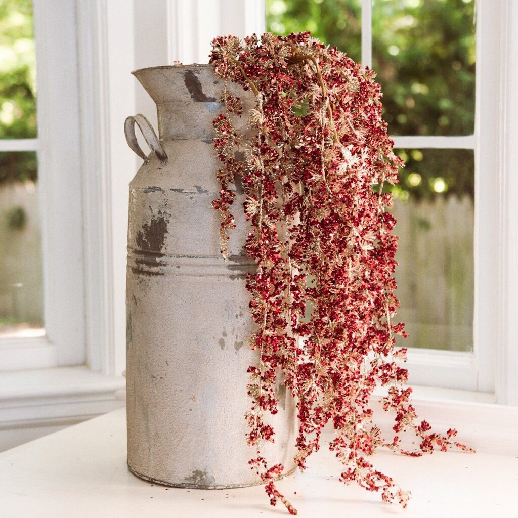 42" Draping Red Glitter Buds