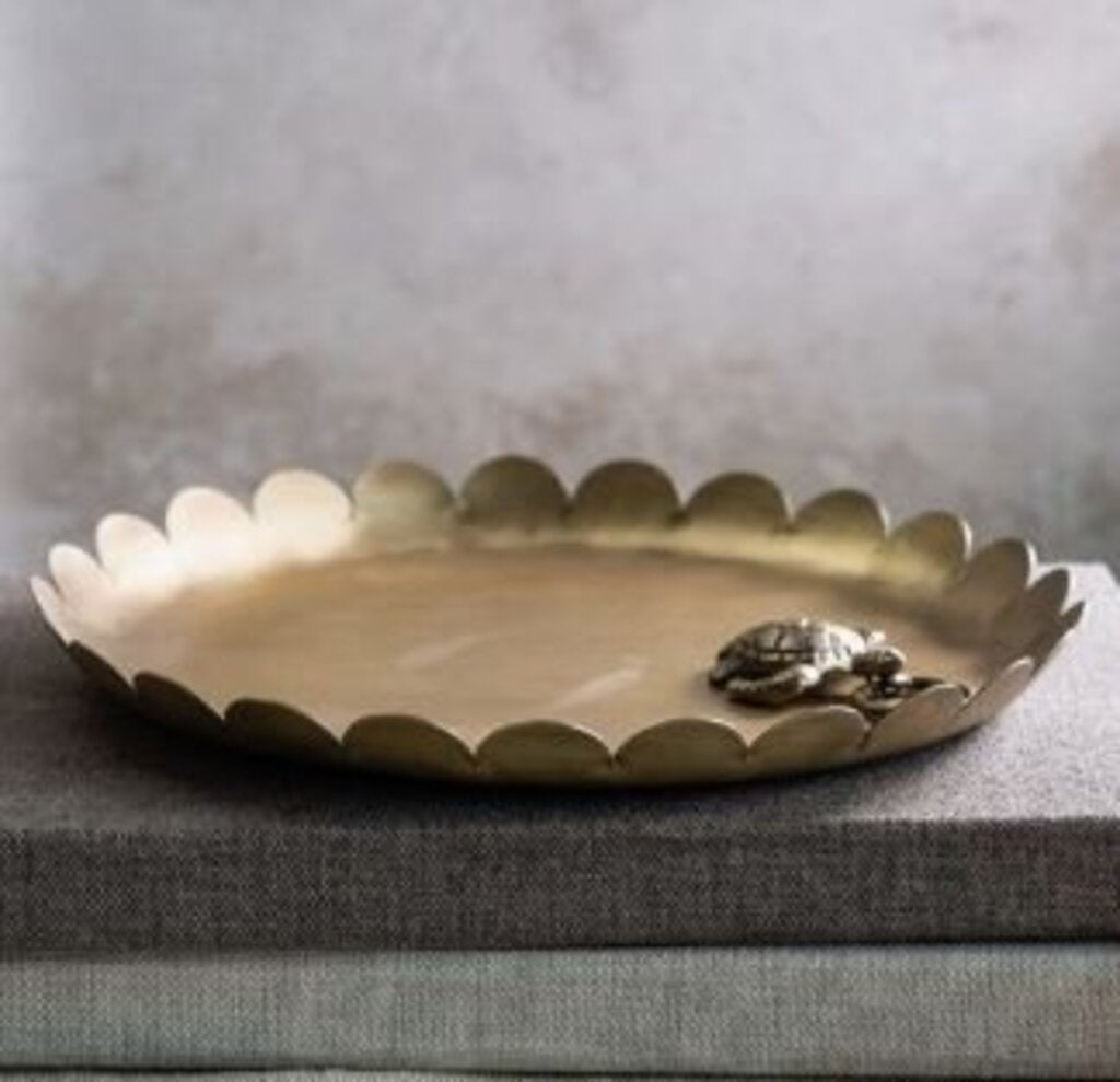 Beautiful Scalloped Brass Round Tray