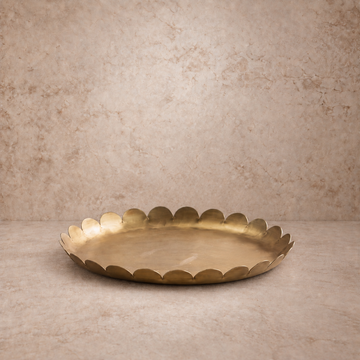 Beautiful Scalloped Brass Round Tray