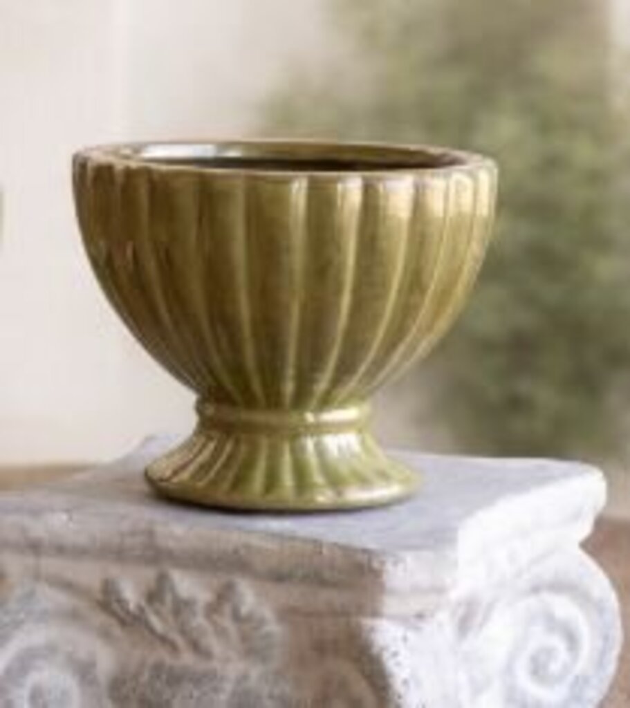 Vintage Green Ribbed Planter