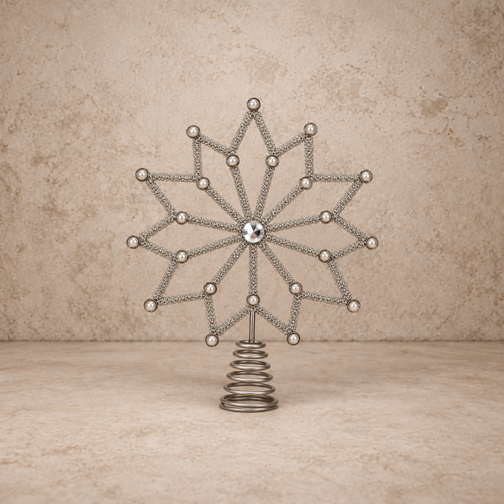 Beautiful Silver Rhinestone Snowflake Tree Topper