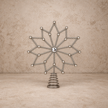 Beautiful Silver Rhinestone Snowflake Tree Topper