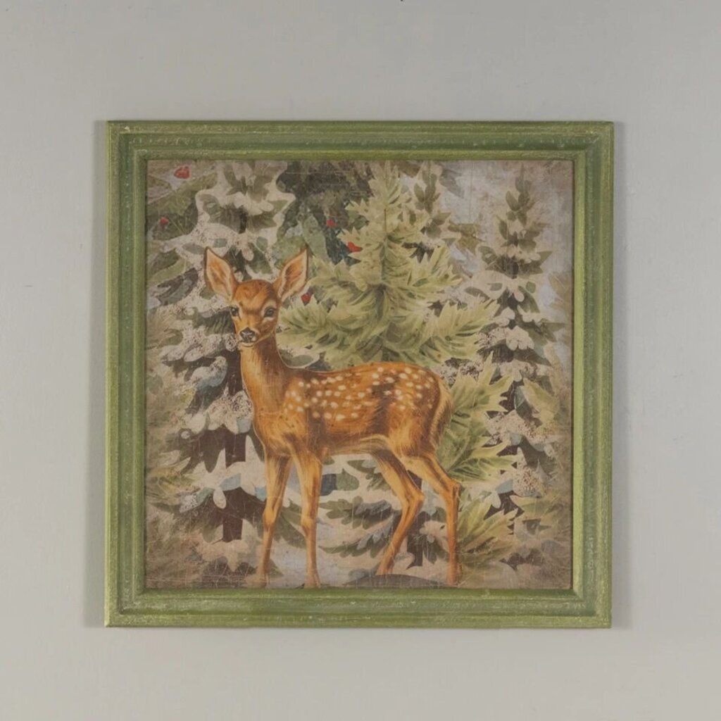 Frame Fawn In Forest Print