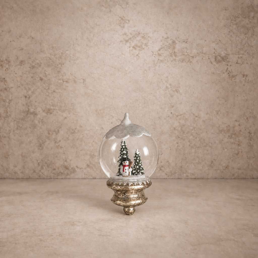 Snow Topped Globe w/ Snowman Ornament