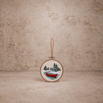 Winter Canoe Embroidered Ornament
