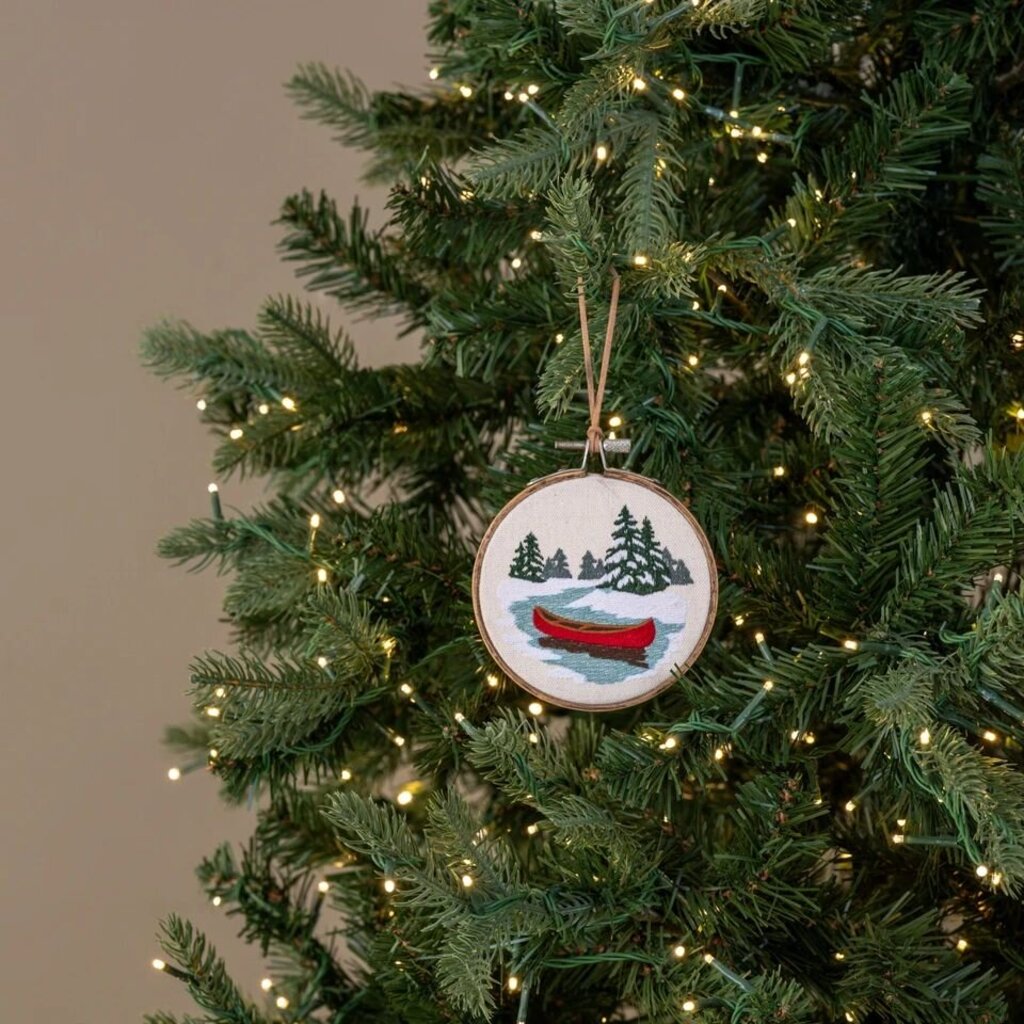 Winter Canoe Embroidered Ornament