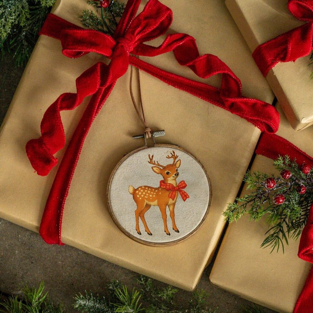 Reindeer Embroidered Ornament