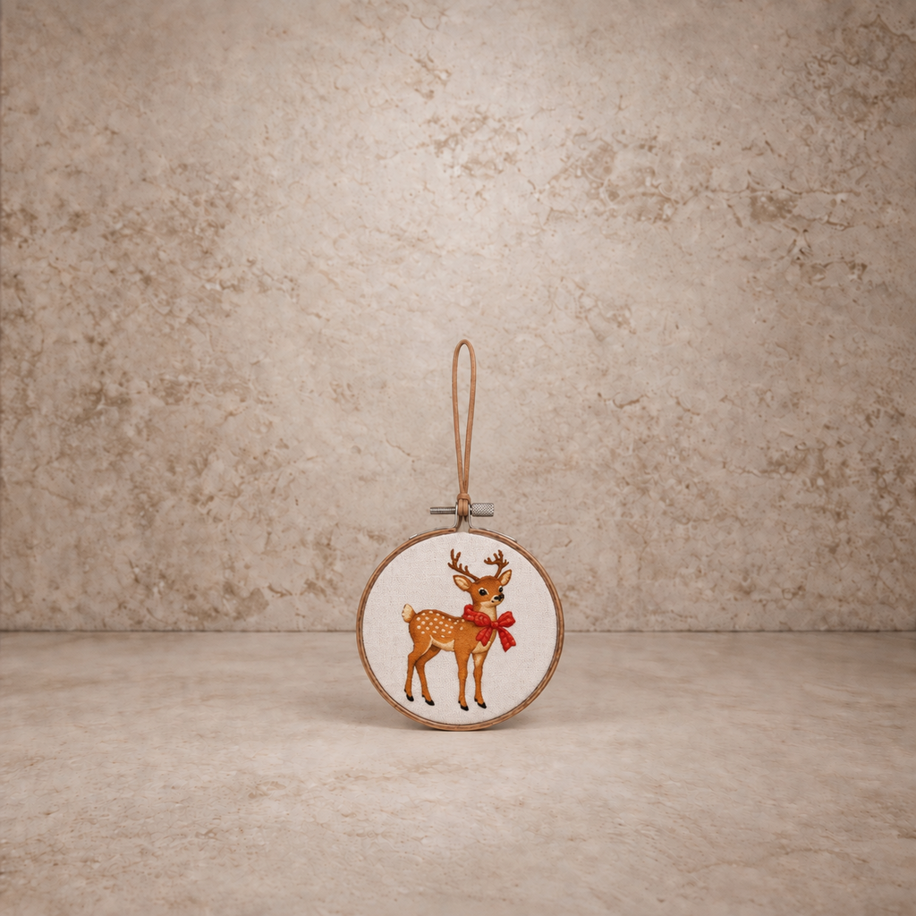 Reindeer Embroidered Ornament
