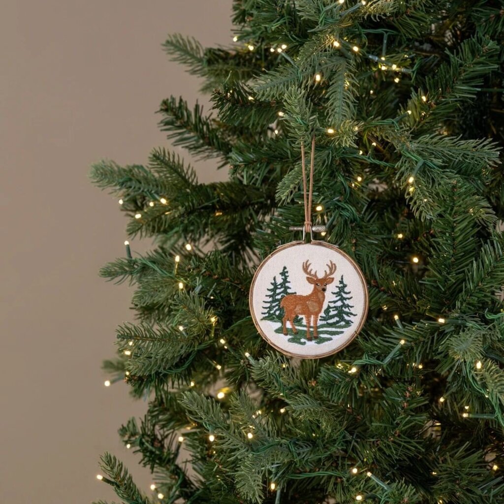 Winter Deer Embroidered Ornament