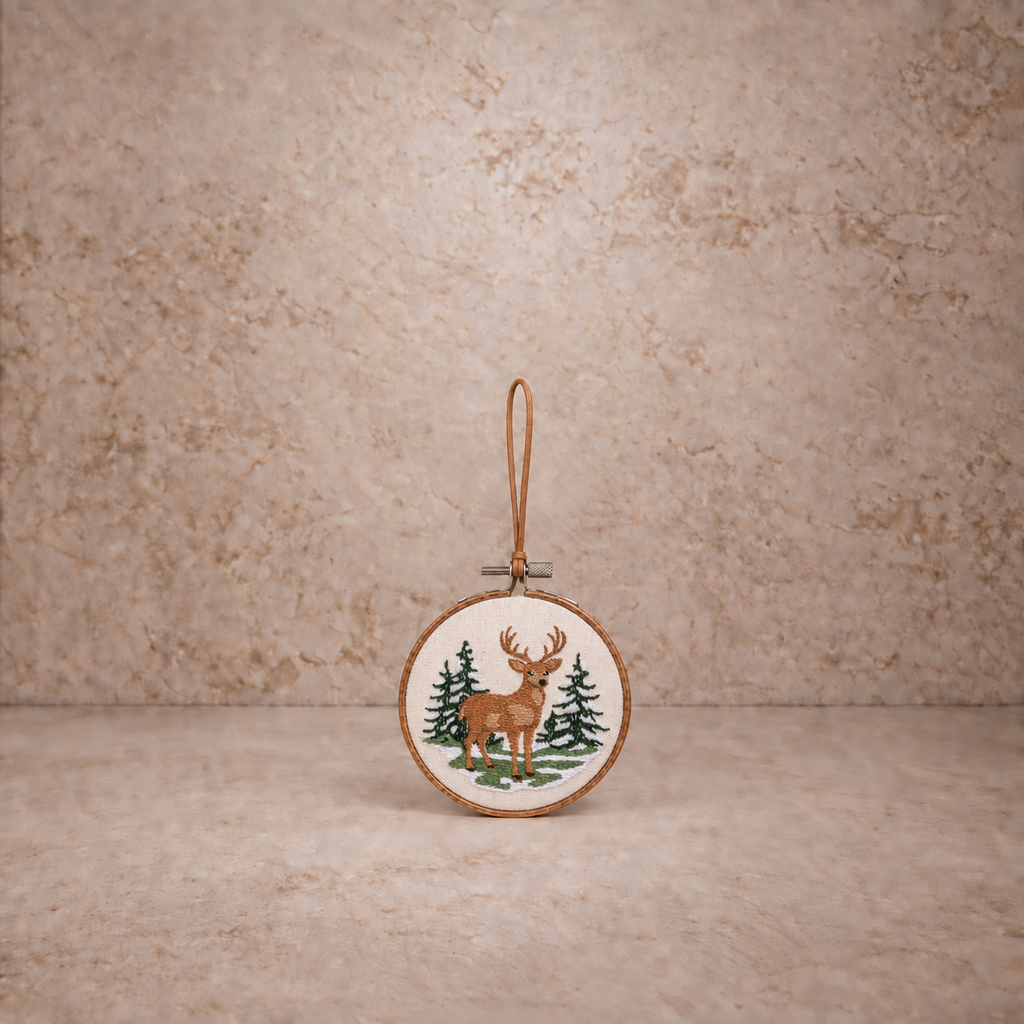 Winter Deer Embroidered Ornament