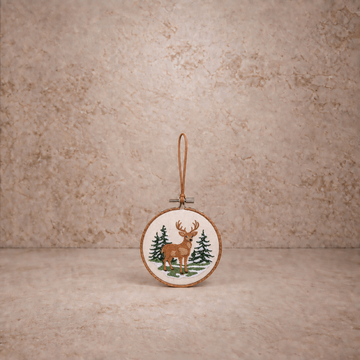 Winter Deer Embroidered Ornament