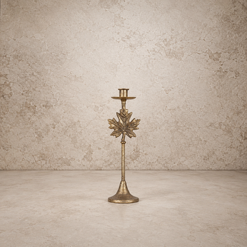 Gold Maple Leaf Taper Candle Holder