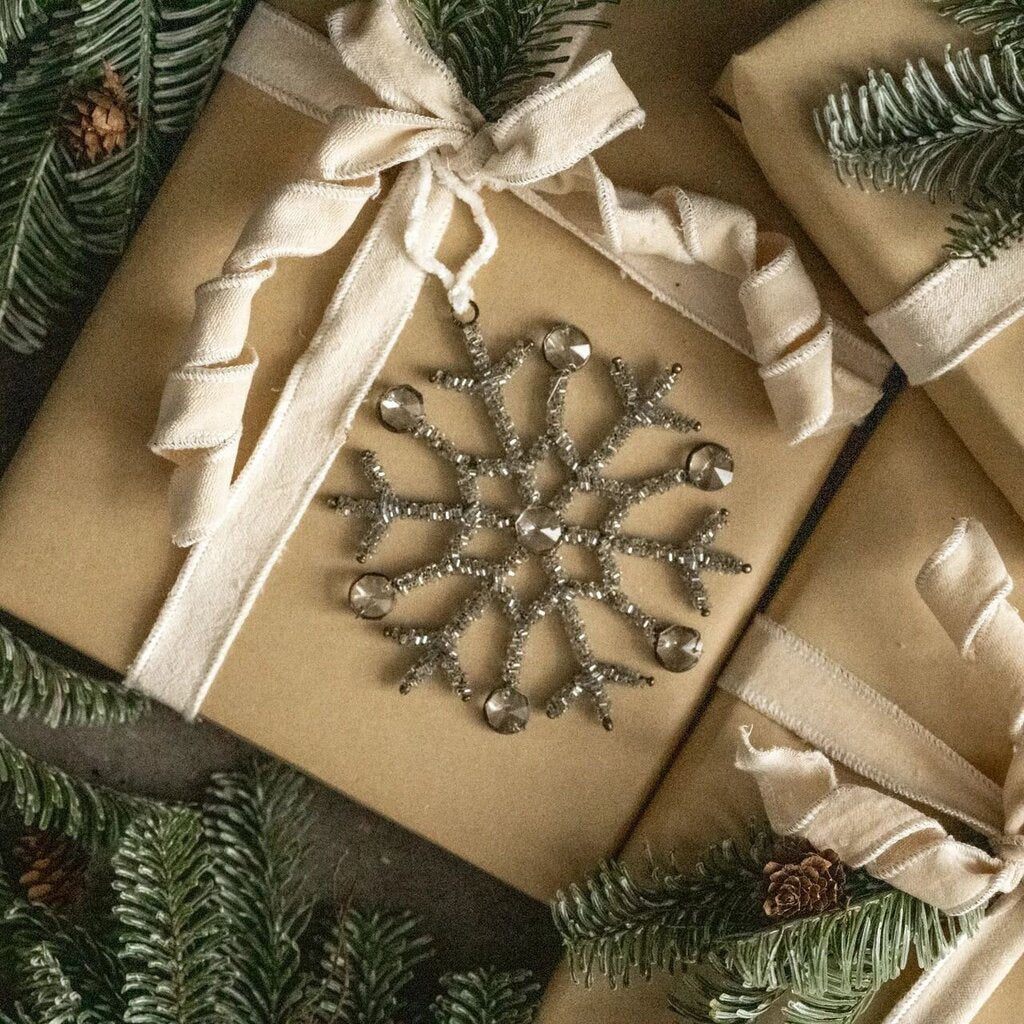 Silver Rhinestone Snowflake Ornament
