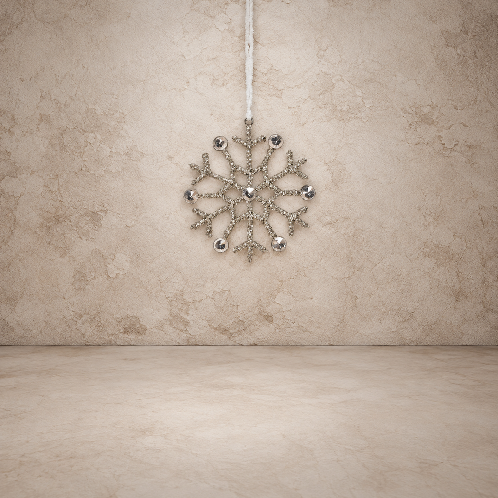Silver Rhinestone Snowflake Ornament