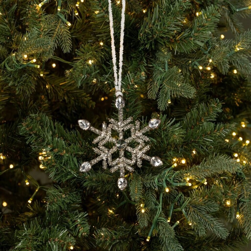 Antique Silver Rhinestone Snowflake Ornament