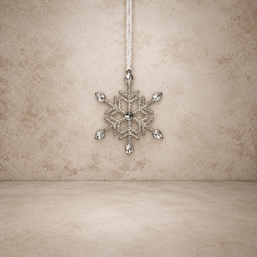 Antique Silver Rhinestone Snowflake Ornament