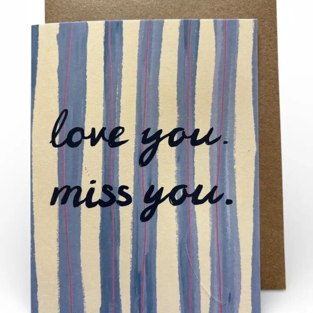 Love You, Miss You Striped Card