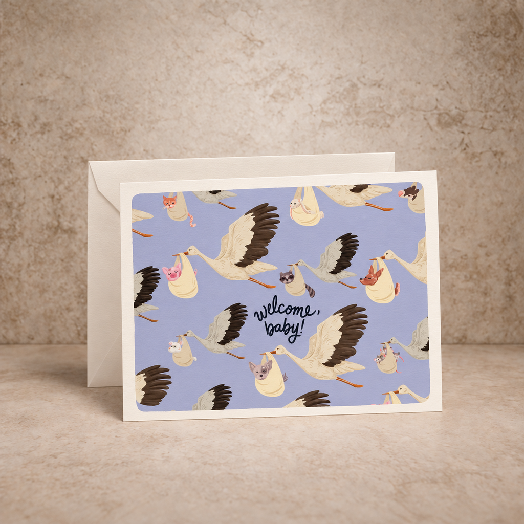 Stork Welcome Baby Card