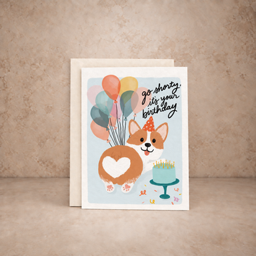 Shorty Corgi Birthday Card