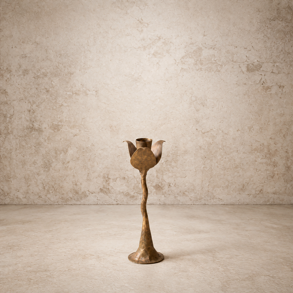 Forged Iron Leaves Taper Candle Holder
