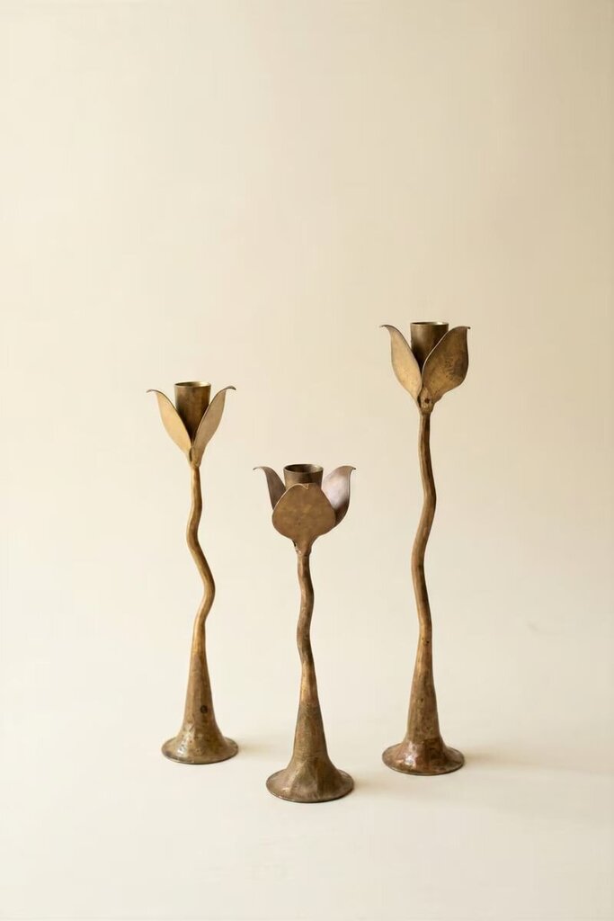 Forged Iron Leaves Taper Candle Holder
