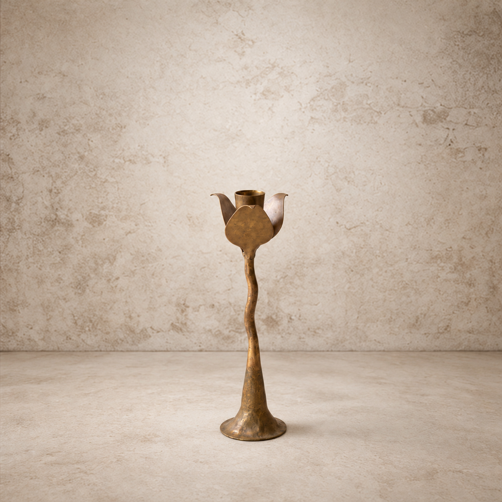 Forged Iron Leaves Taper Candle Holder