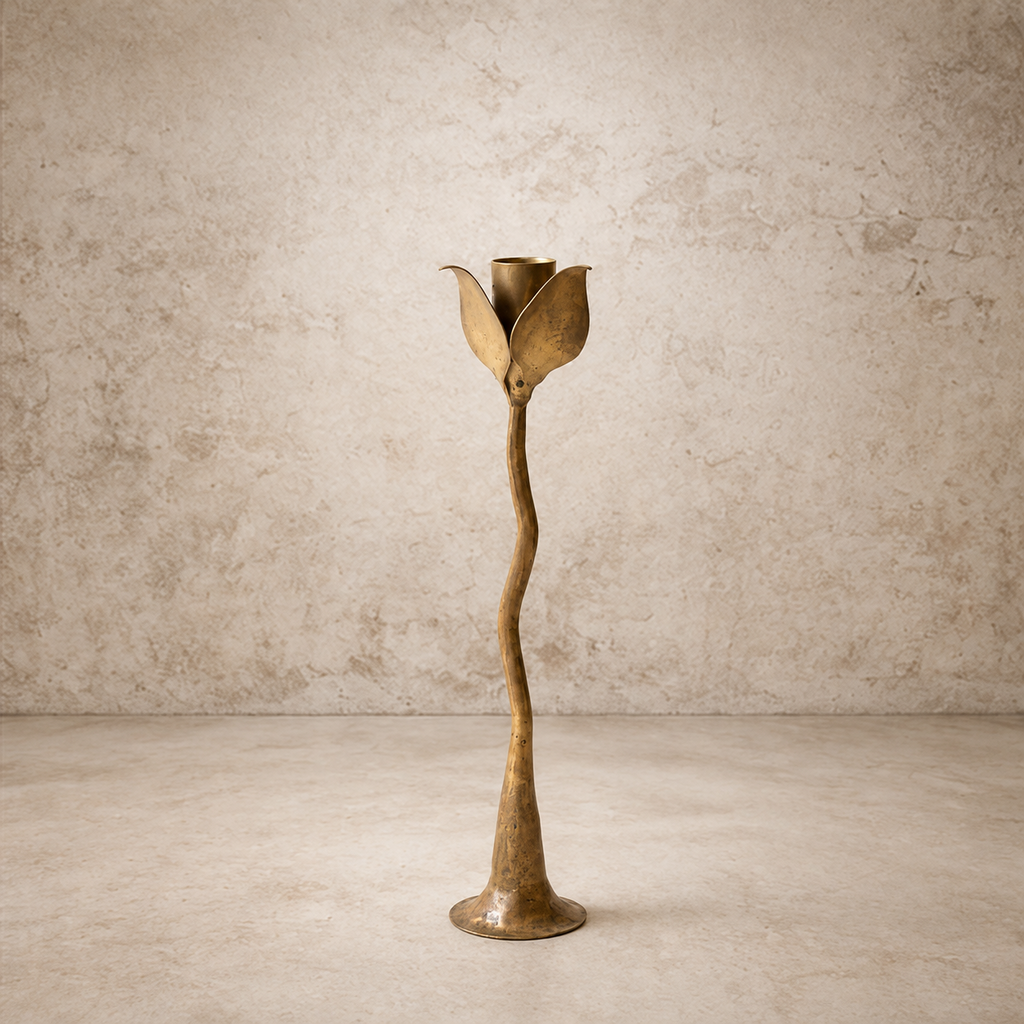 Forged Iron Leaves Taper Candle Holder