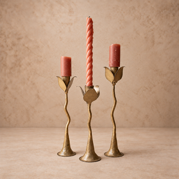 Forged Iron Leaves Taper Candle Holder