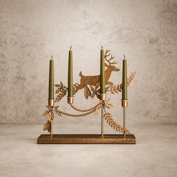 Metal Reindeer Taper Candelabra