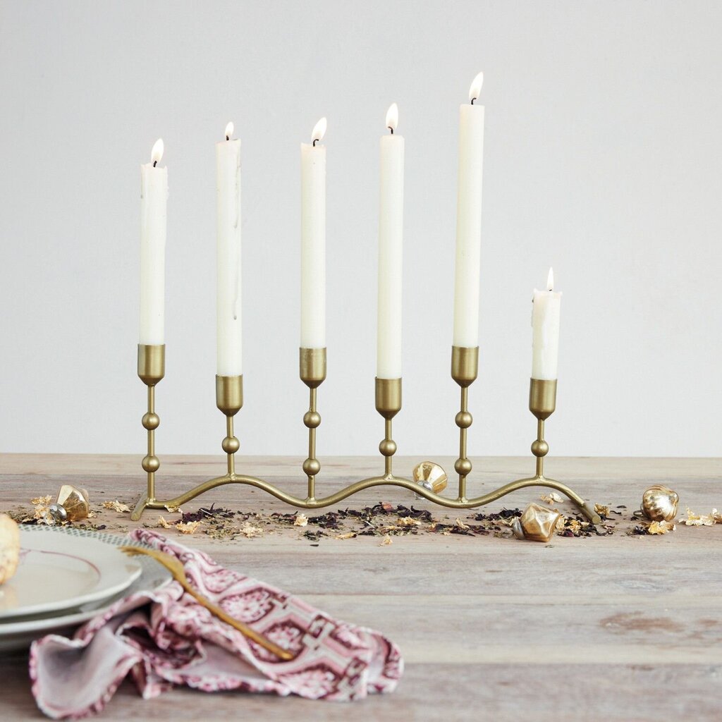 Hand Forged Iron Gold Taper Candle Runner