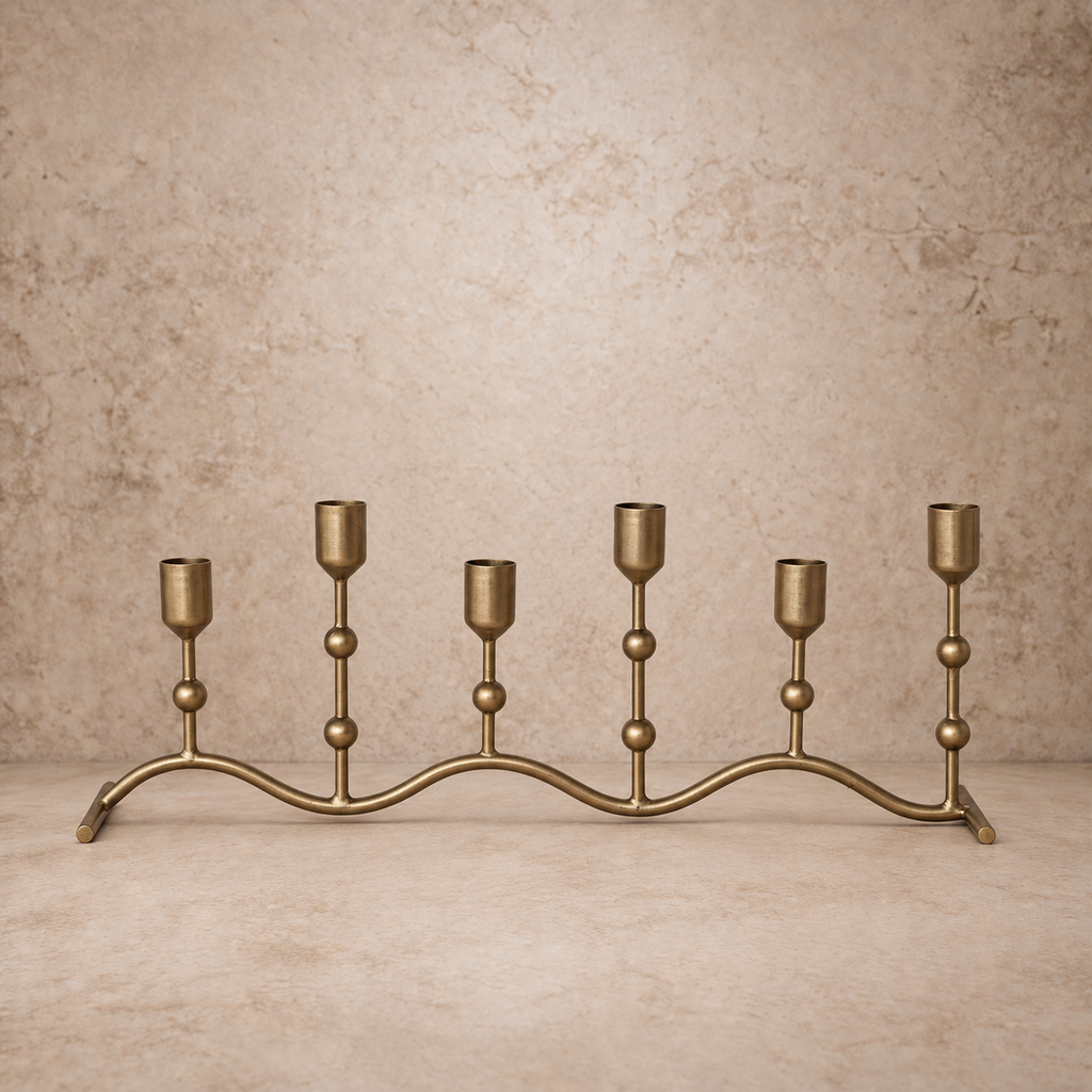 Hand Forged Iron Gold Taper Candle Runner