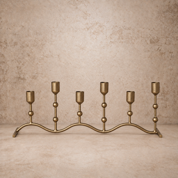 Hand Forged Iron Gold Taper Candle Runner