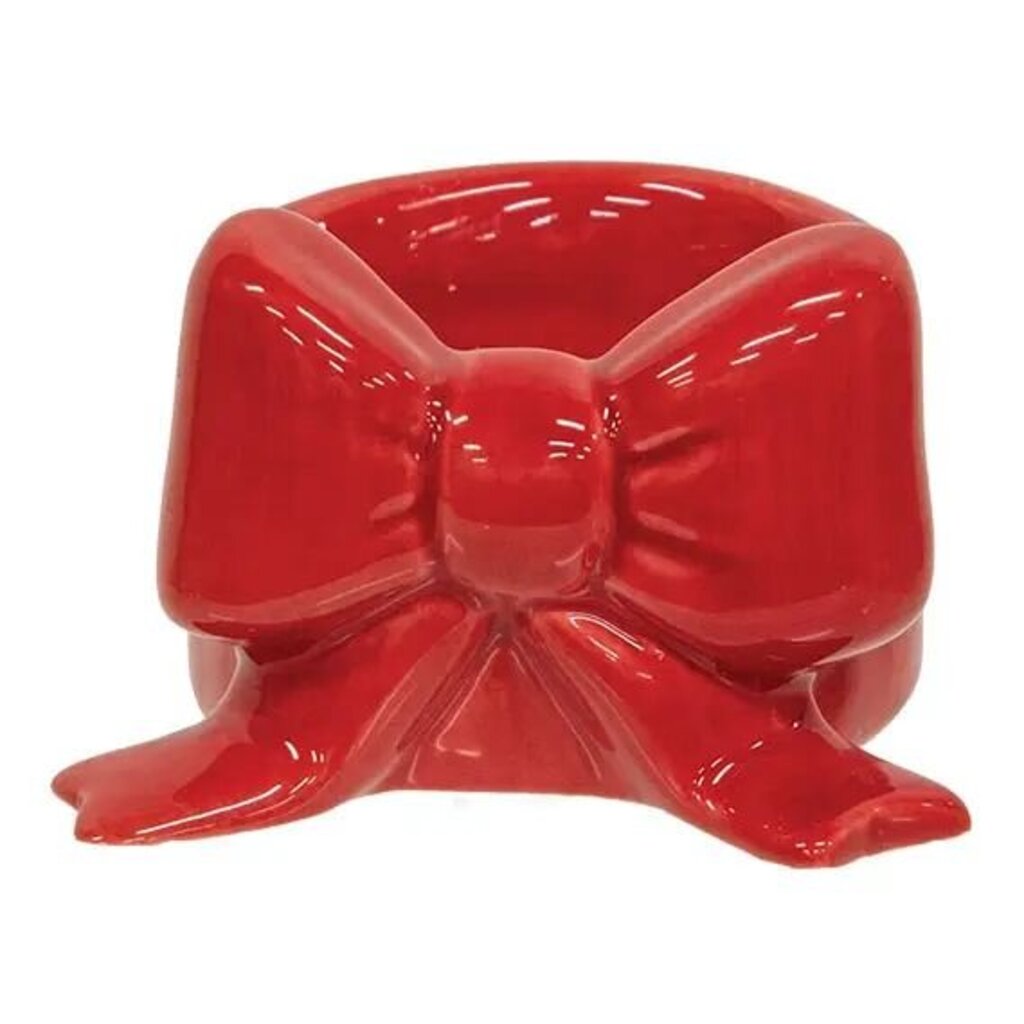 Red Ceramic Bow Tealight Holder