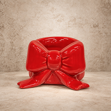 Red Ceramic Bow Tealight Holder